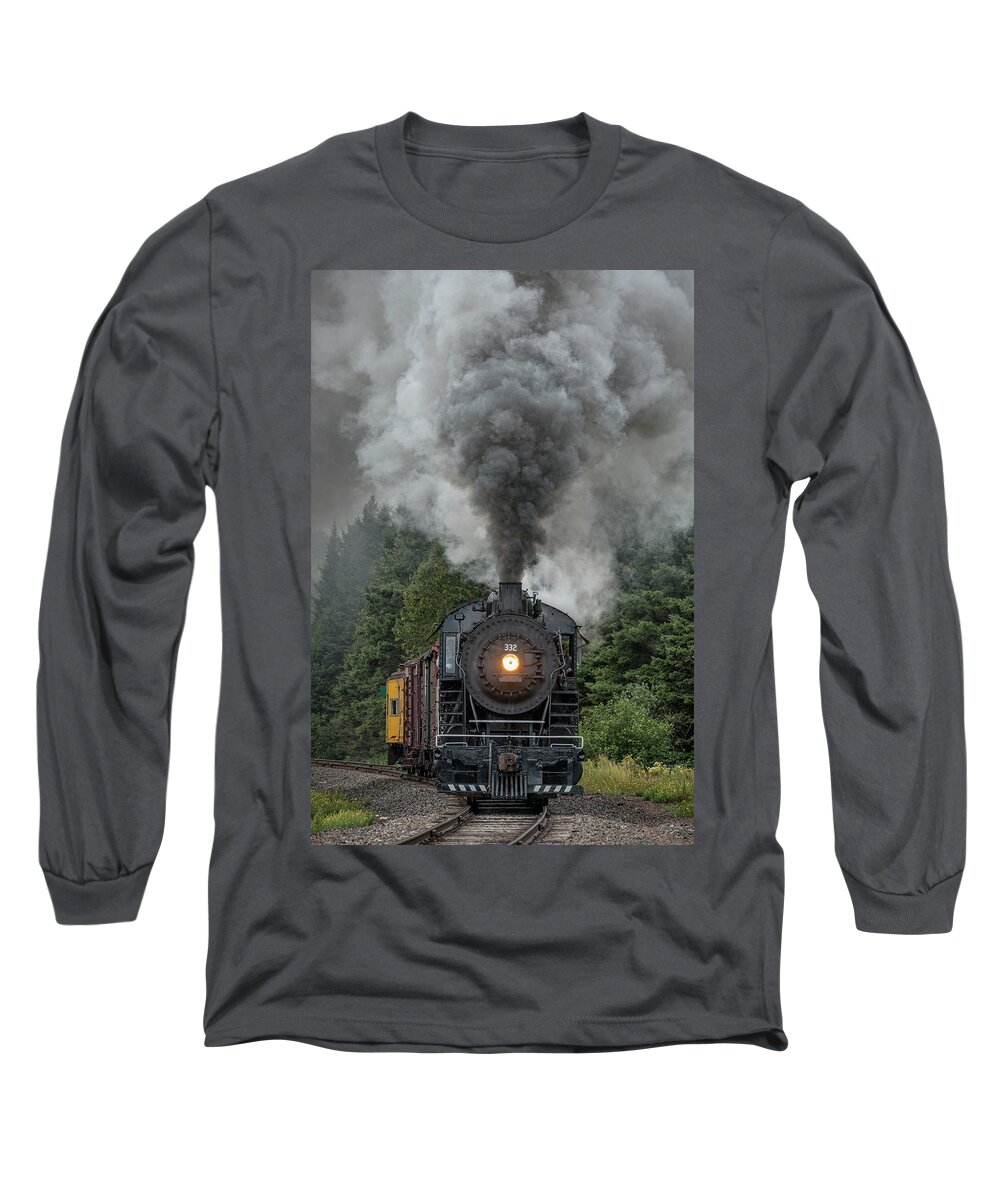 Railroad Long Sleeve T-Shirt featuring the photograph Duluth Missabe and Iron Range 332 Palmers Siding by Jim Pearson