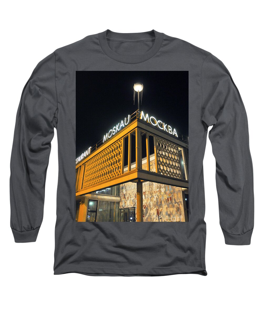 East Berlin Long Sleeve T-Shirt featuring the photograph EAST BERLIN SOUND of Cafe Moscow by Silva Wischeropp