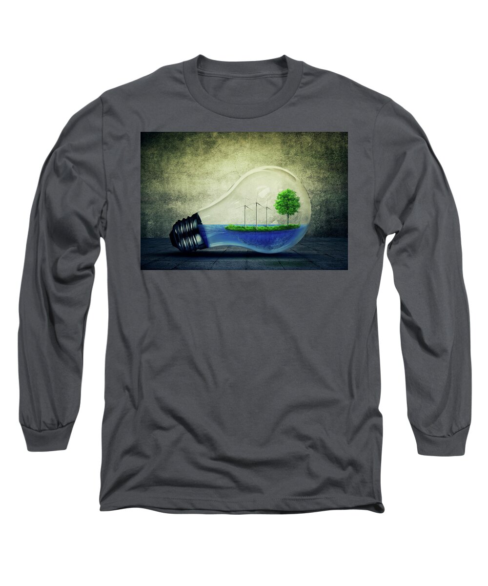 Green Long Sleeve T-Shirt featuring the photograph Eco Energy by PsychoShadow ART