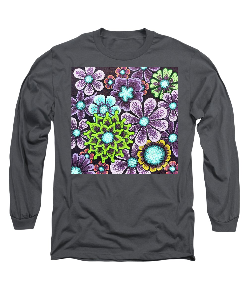 Floral Long Sleeve T-Shirt featuring the painting Efflorescent 12 by Amy E Fraser