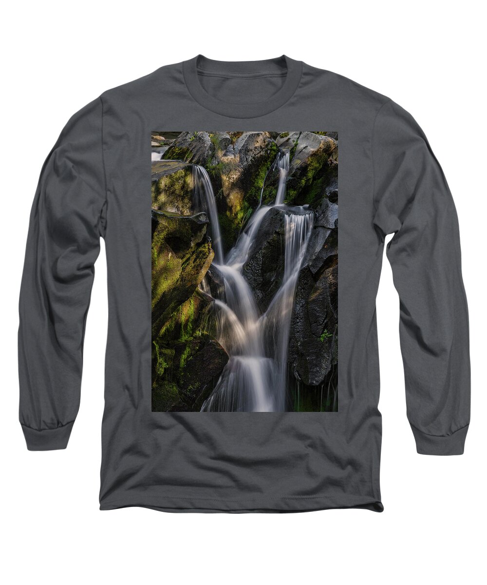 Mt Rainier Long Sleeve T-Shirt featuring the photograph Falling water. by Ulrich Burkhalter