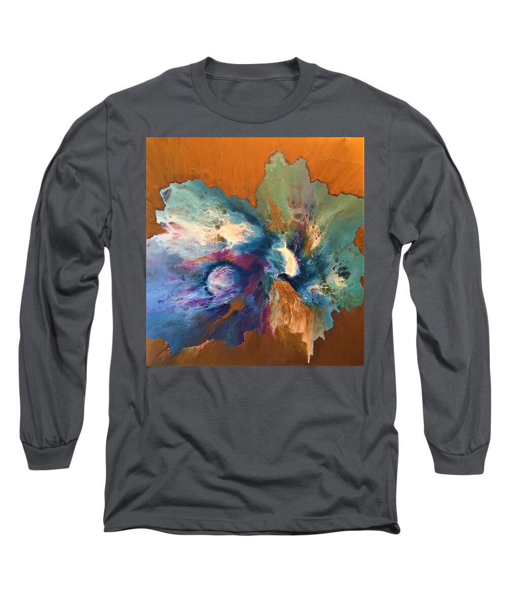 Abstract Long Sleeve T-Shirt featuring the painting Conception by Soraya Silvestri