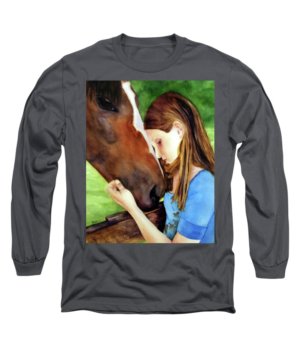 Horse Long Sleeve T-Shirt featuring the painting First Love by Beth Fontenot