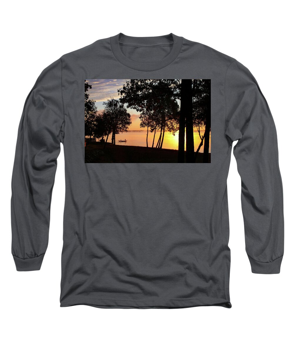 Grand Lake Long Sleeve T-Shirt featuring the photograph Fishing at Sunrise by David Wagenblatt