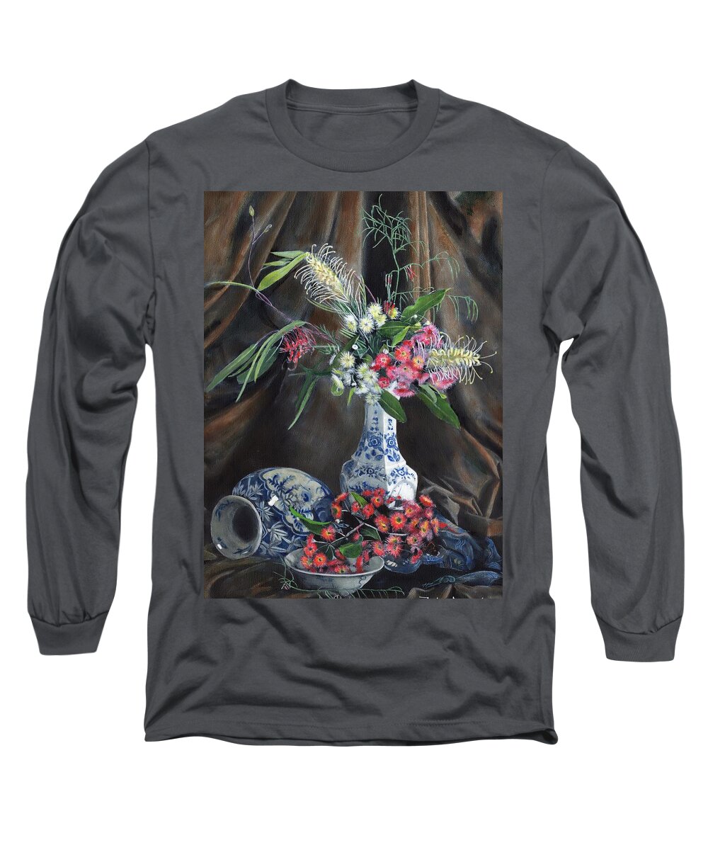 Still Life Long Sleeve T-Shirt featuring the painting Floral Arrangement by John Neeve
