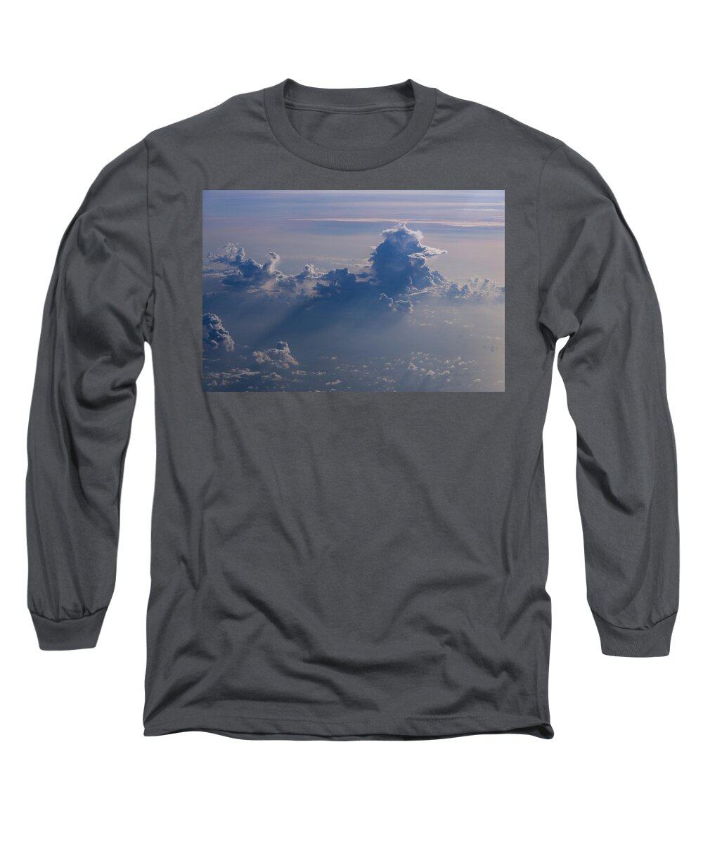 Clouds Long Sleeve T-Shirt featuring the photograph Flying above the clouds by Eric Hafner