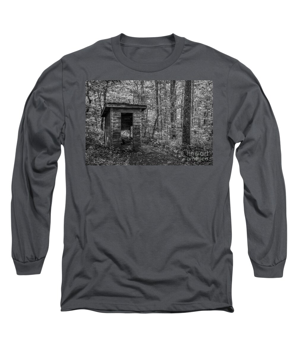 Outhouse Long Sleeve T-Shirt featuring the photograph Forest Outhouse by Tom Claud