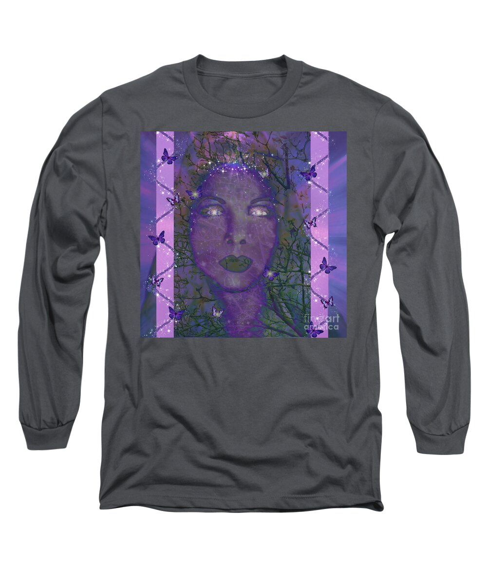 Spring Long Sleeve T-Shirt featuring the mixed media Forever In Spring by Diamante Lavendar