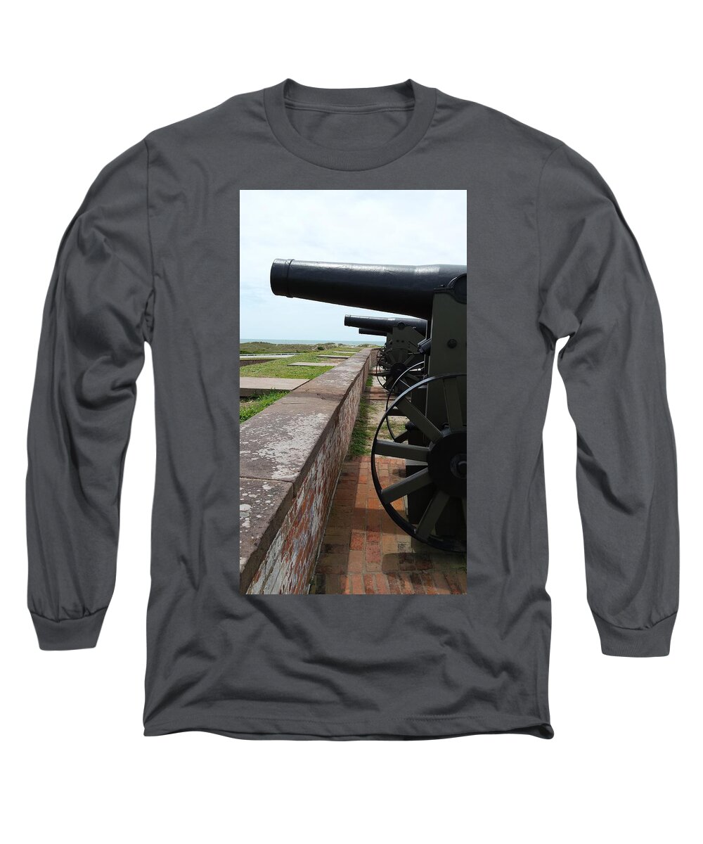 Cannons Long Sleeve T-Shirt featuring the photograph Fort Macon Cannons 4 by Paddy Shaffer
