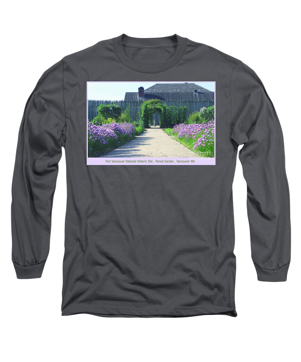 Purple Long Sleeve T-Shirt featuring the photograph Fort Vancouver NHS Period Garden by Rich Collins