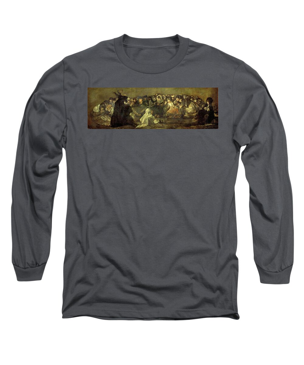 Aquelarre Or The Witches Long Sleeve T-Shirt featuring the painting Francisco de Goya / 'Aquelarre or The Witches' Sabbath', 1820-1823. by Francisco de Goya -1746-1828-