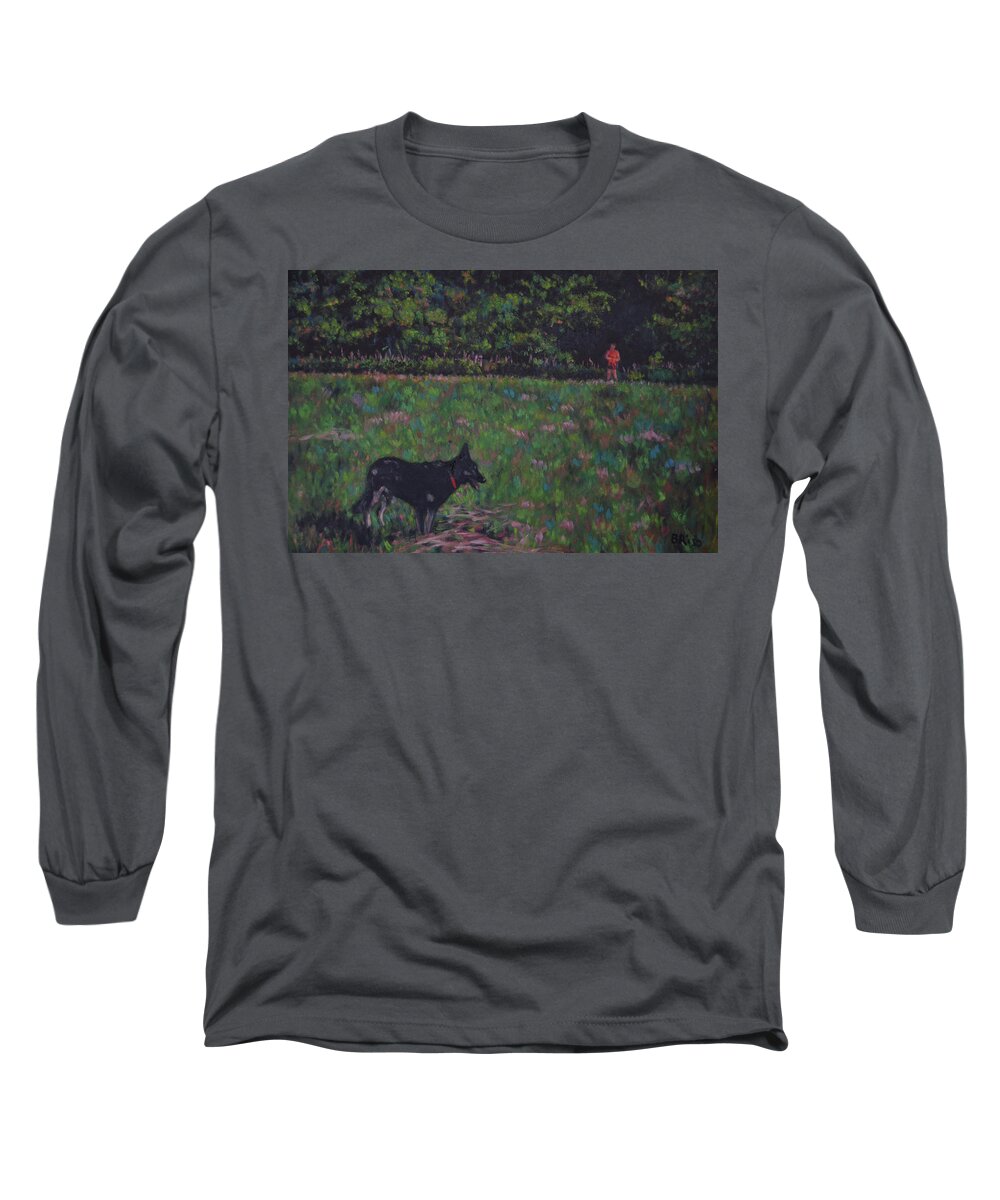 Dog Long Sleeve T-Shirt featuring the painting Freedom by Beth Riso