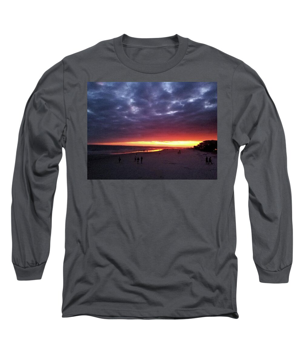 Beach Long Sleeve T-Shirt featuring the photograph Ft. Myers Beach Sunset by Karen Stansberry