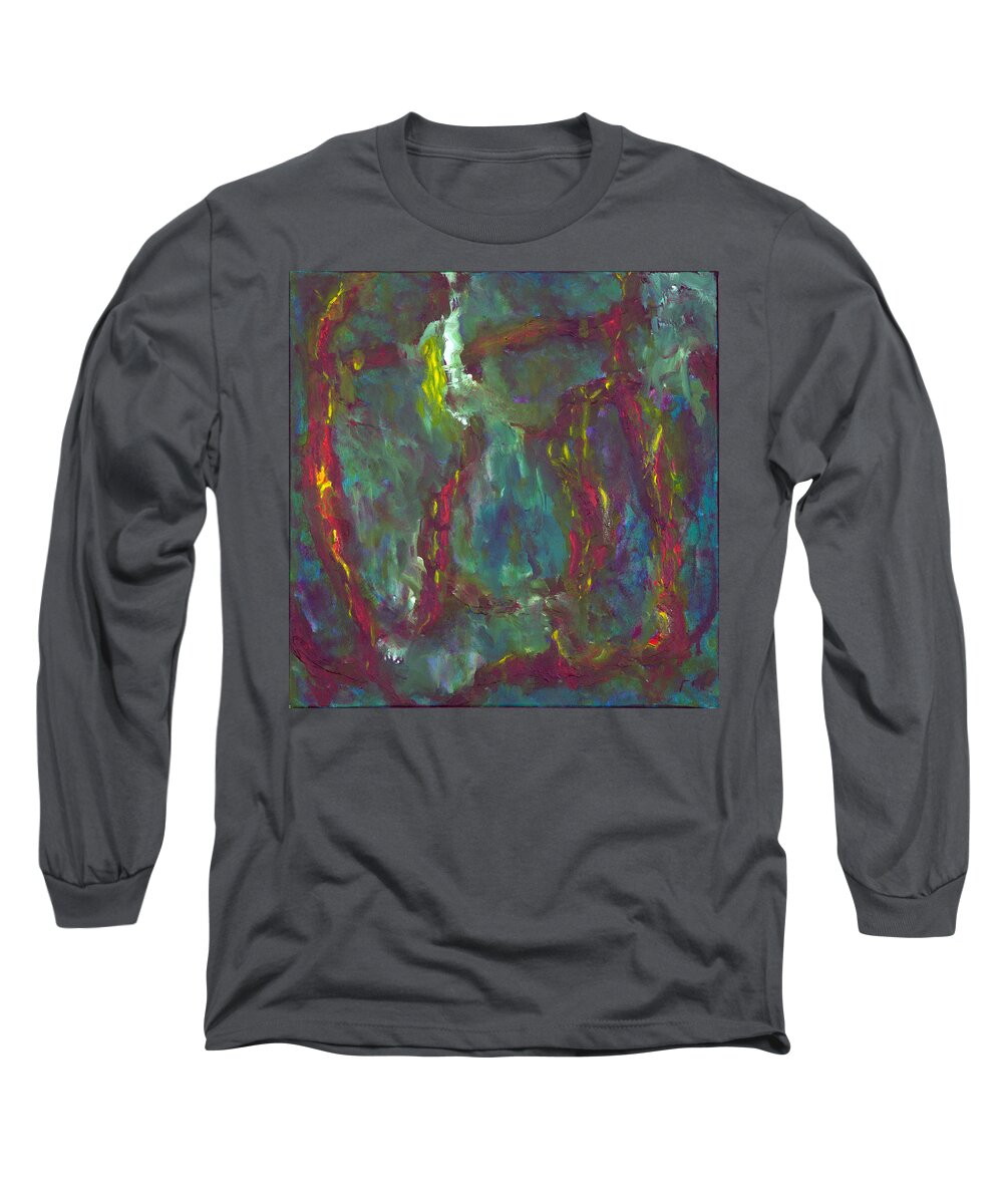 Gamma29 Long Sleeve T-Shirt featuring the painting Gamma #29 Abstract by Sensory Art House