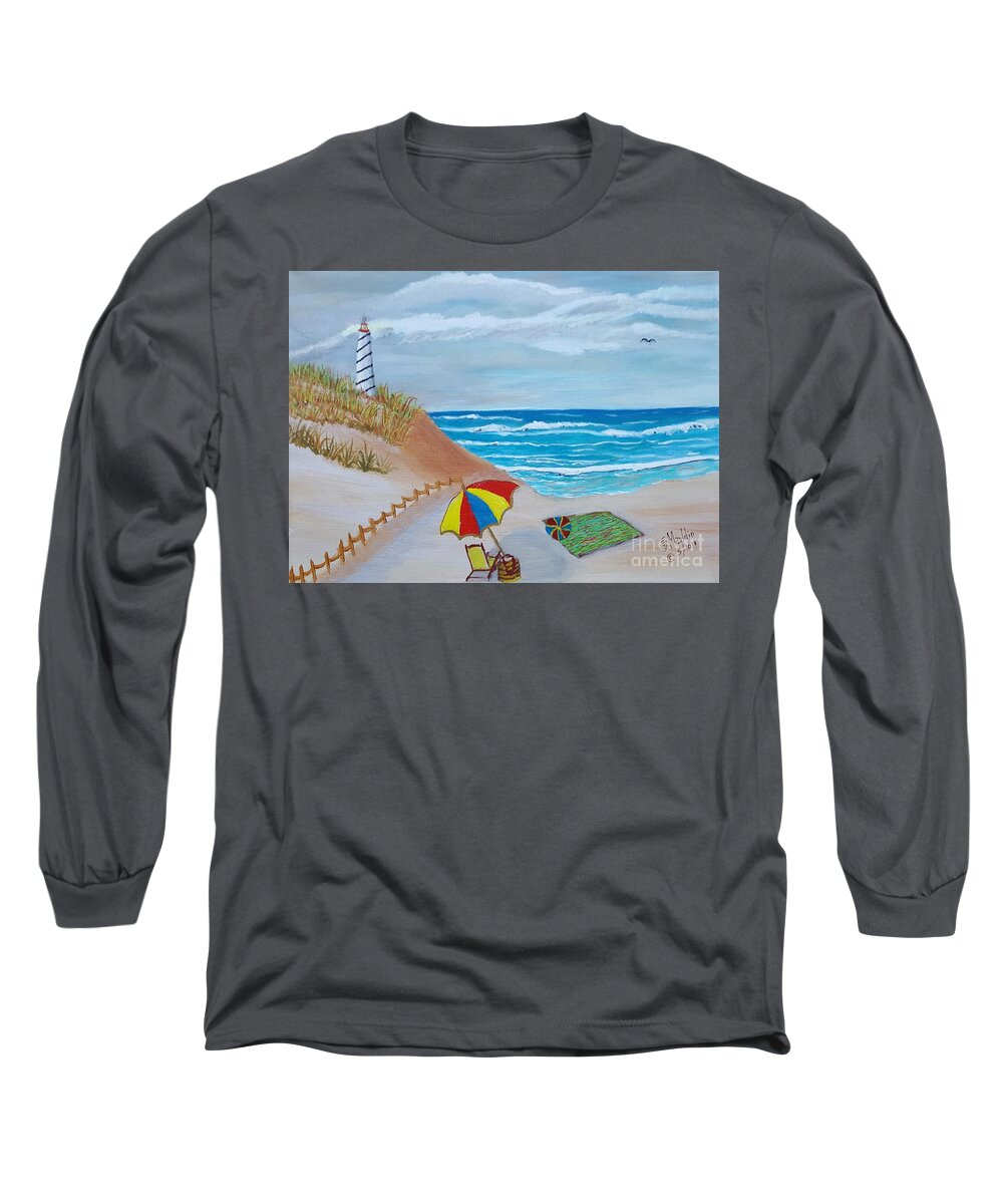 Lighthouse Long Sleeve T-Shirt featuring the painting Going to the Beach by Elizabeth Mauldin
