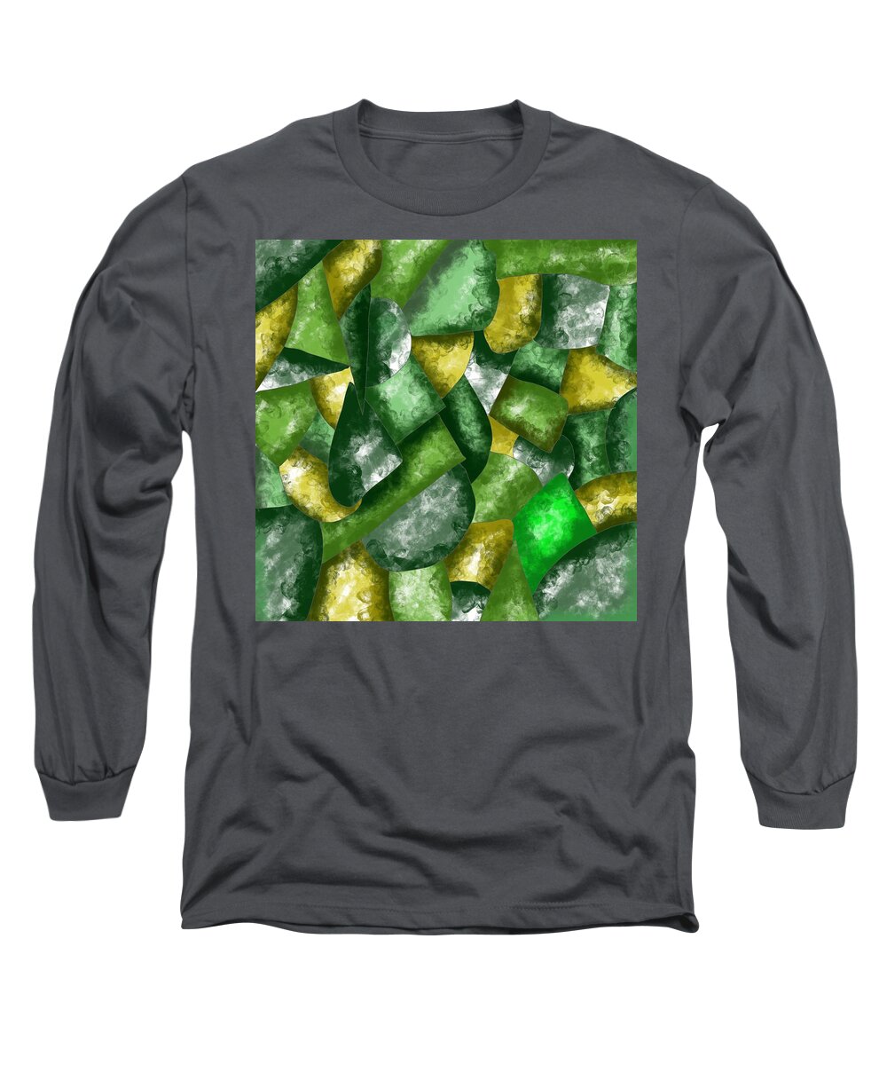 Green Long Sleeve T-Shirt featuring the painting Green abstraction by Patricia Piotrak