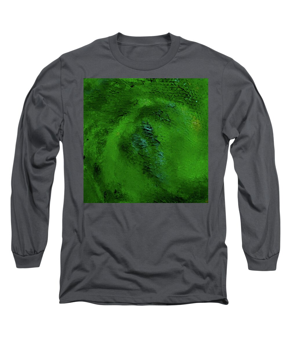Drakeskin Long Sleeve T-Shirt featuring the painting Green Drakeskin by Patricia Piotrak