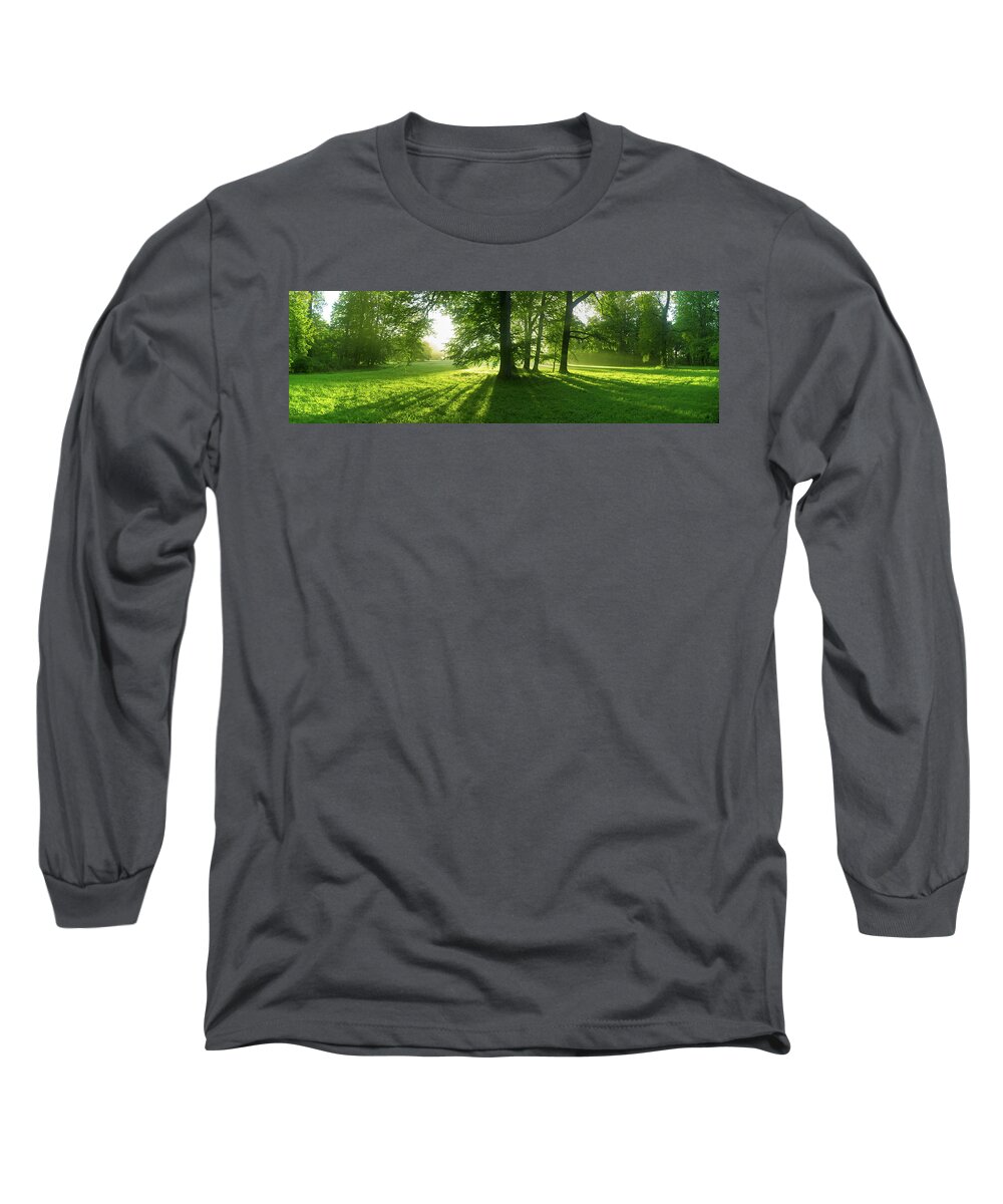 Landscape Park Long Sleeve T-Shirt featuring the photograph Green sunrise by Sun Travels