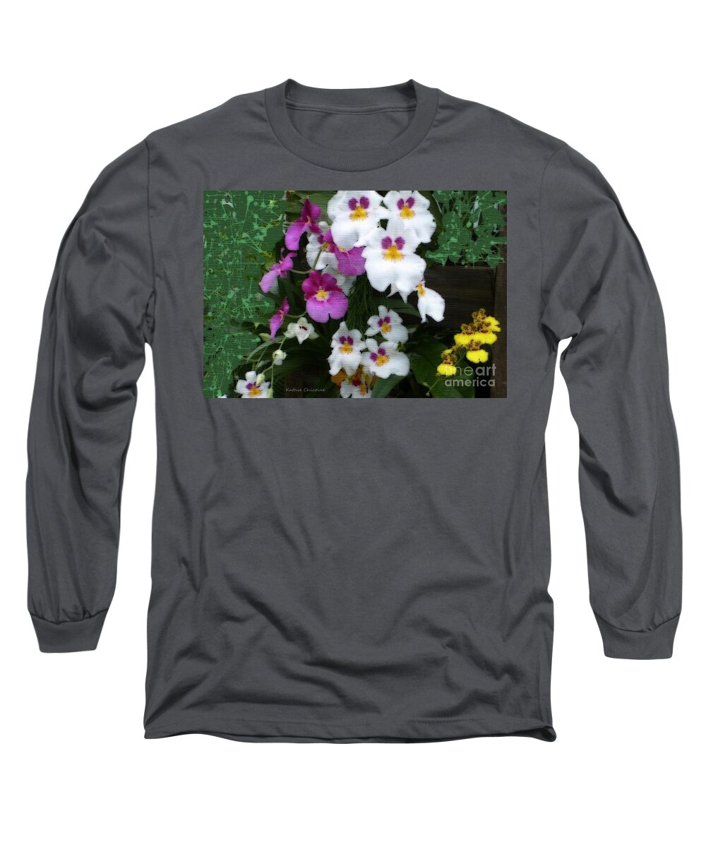 Photography Long Sleeve T-Shirt featuring the digital art Groups of Orchids by Kathie Chicoine