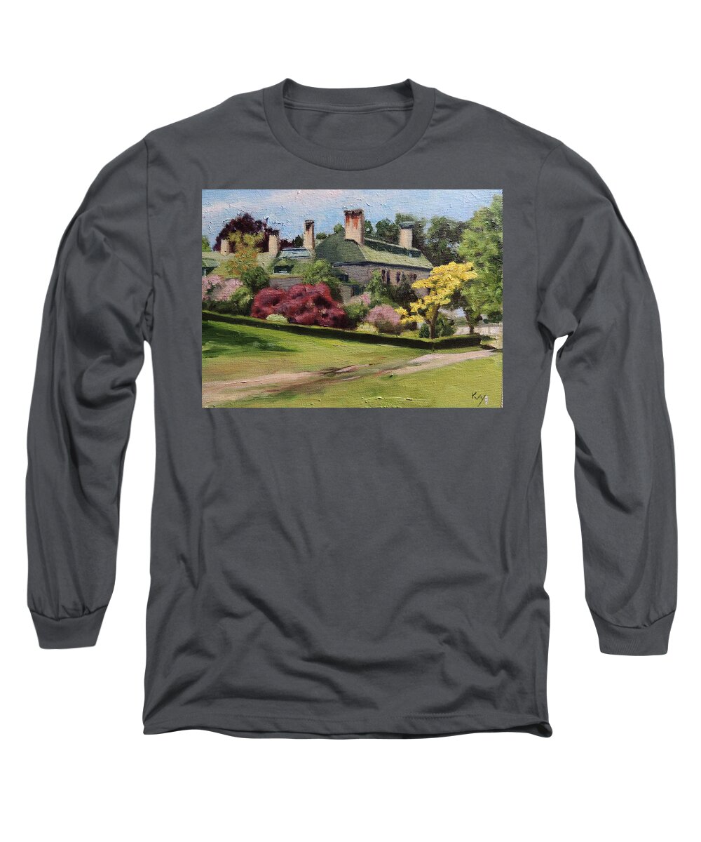 Harkness Long Sleeve T-Shirt featuring the painting Harkness Memorial Park Waterford Ct by Patty Kay Hall
