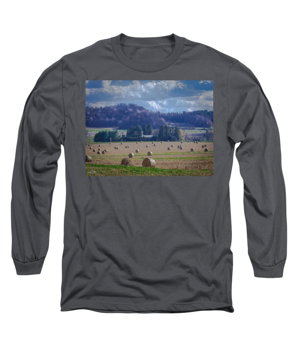 Hay Bales Long Sleeve T-Shirt featuring the photograph Hay Bale Harvest by Phil S Addis