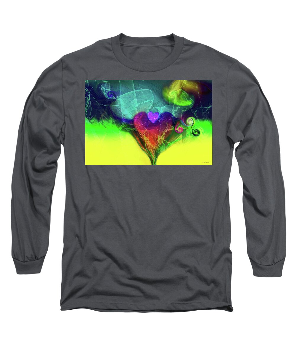 Heart Energy Long Sleeve T-Shirt featuring the digital art Heart Energy by Linda Sannuti