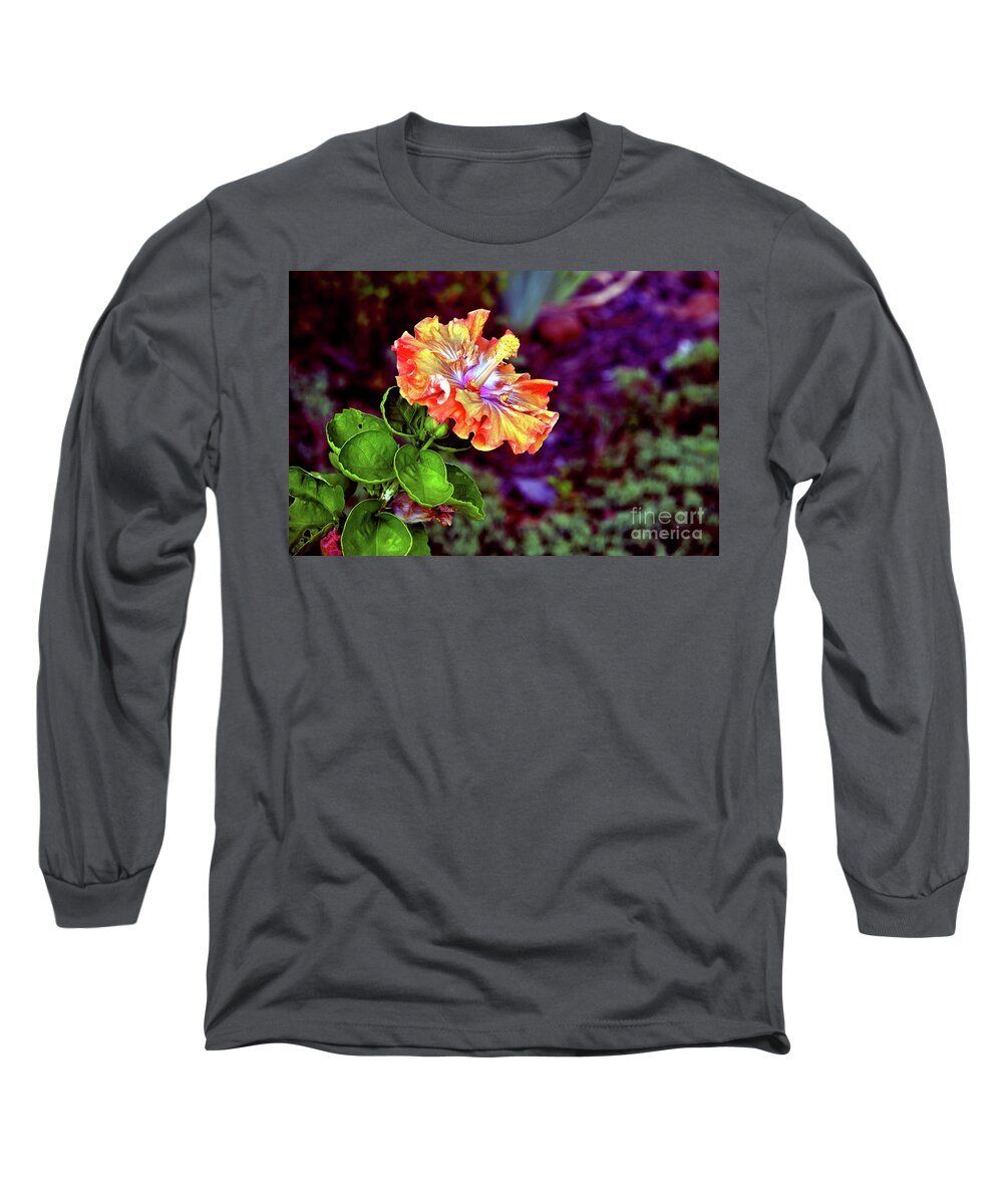 Linda Cox Long Sleeve T-Shirt featuring the photograph Hibiscus Cajun Style by Linda Cox