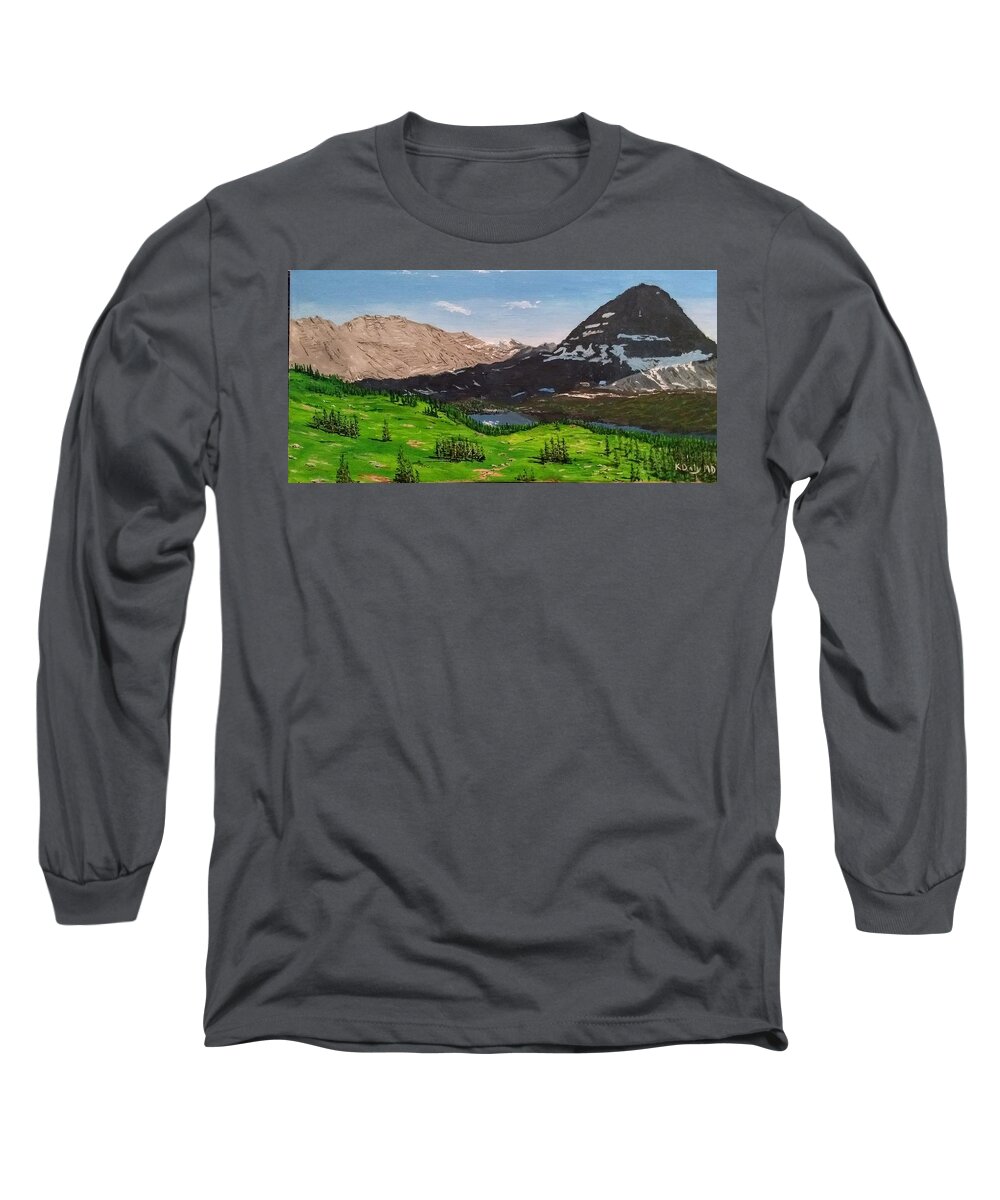 Glacier National Park Long Sleeve T-Shirt featuring the painting Hidden Lake Pass by Kevin Daly