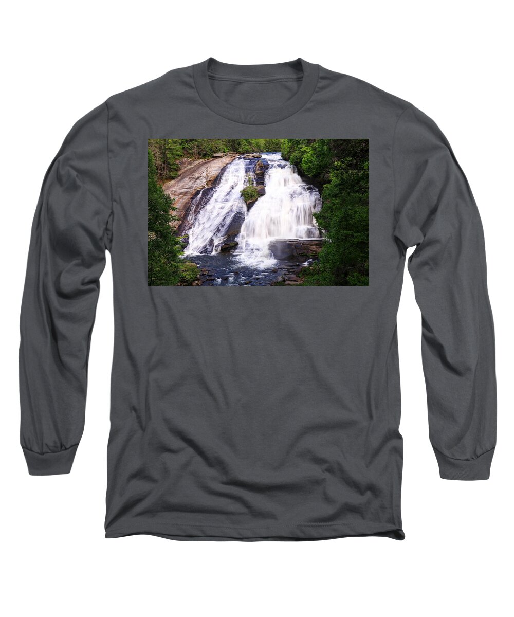 High Falls Long Sleeve T-Shirt featuring the photograph High Falls North Carolina by Carol Montoya