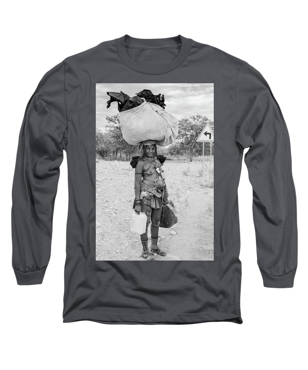 Portrait Long Sleeve T-Shirt featuring the photograph Himba woman 3 by Mache Del Campo