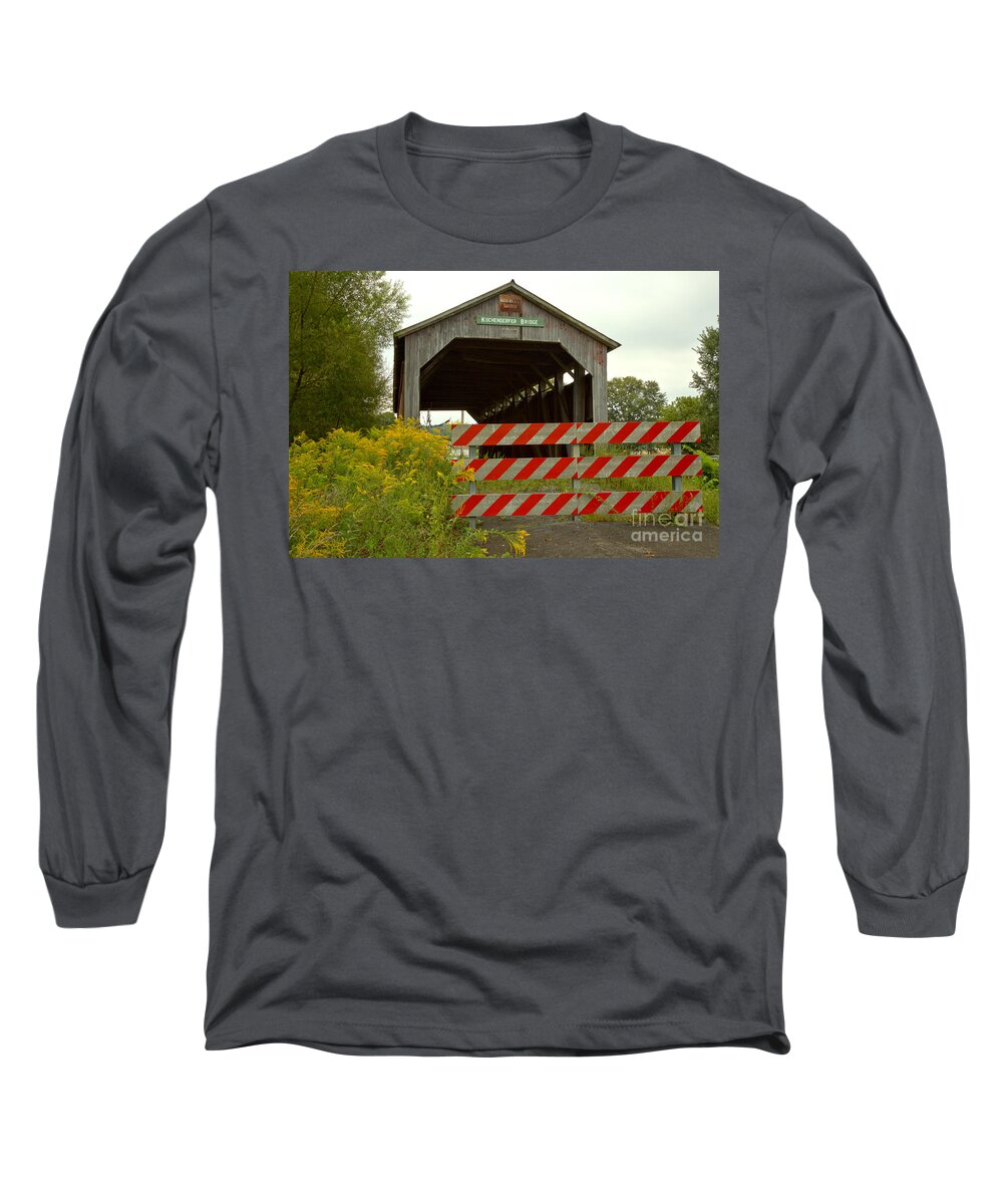 Kochenderfer Covered Bridge Long Sleeve T-Shirt featuring the photograph Historic Kochenderfer Covered Bridge by Adam Jewell