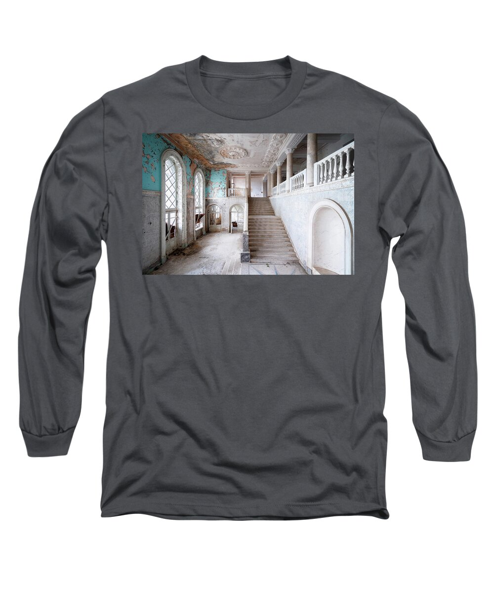 Urban Long Sleeve T-Shirt featuring the photograph Huge Abandoned Staircase by Roman Robroek
