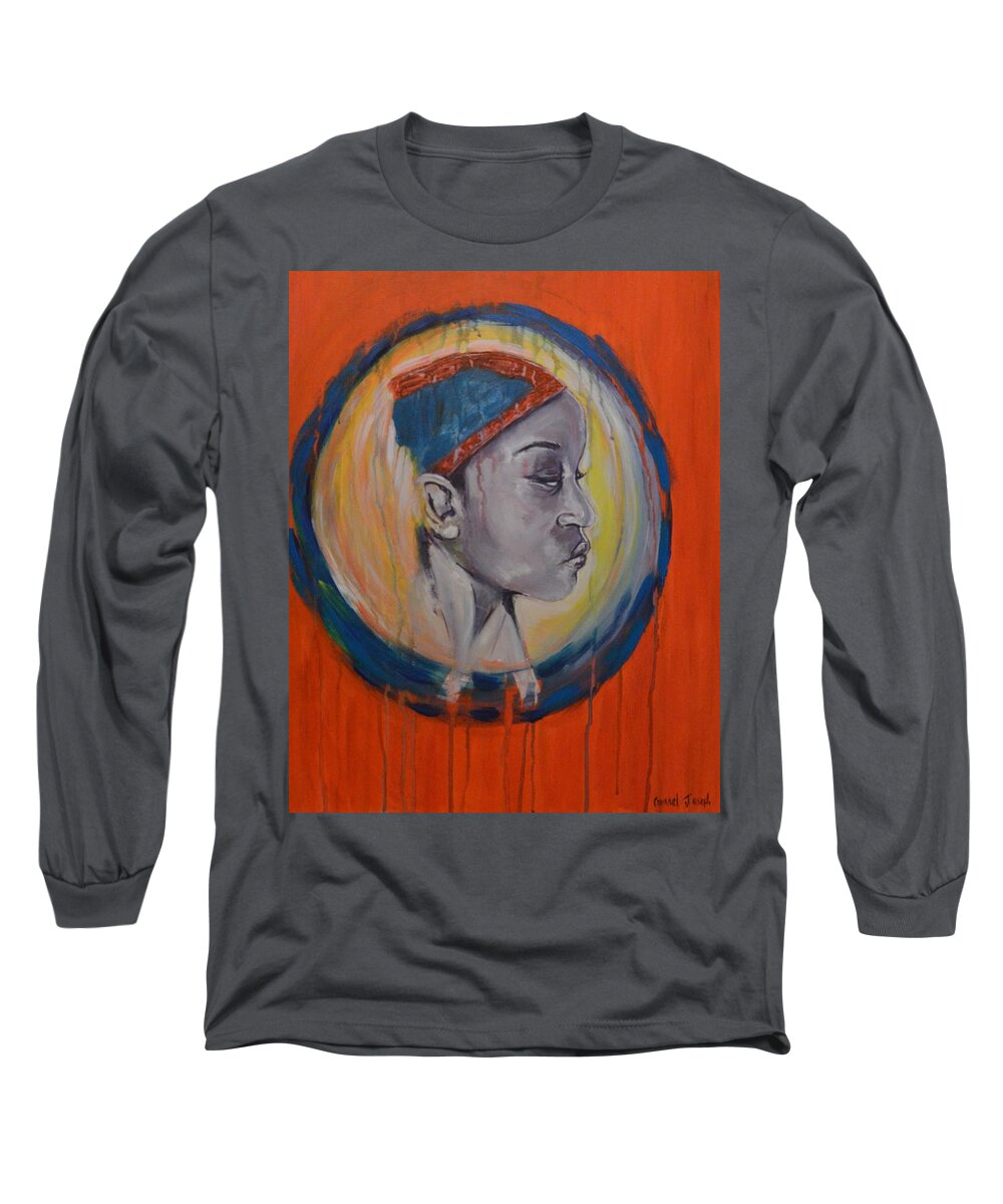 Portrait Long Sleeve T-Shirt featuring the painting I am enough by Carmel Joseph