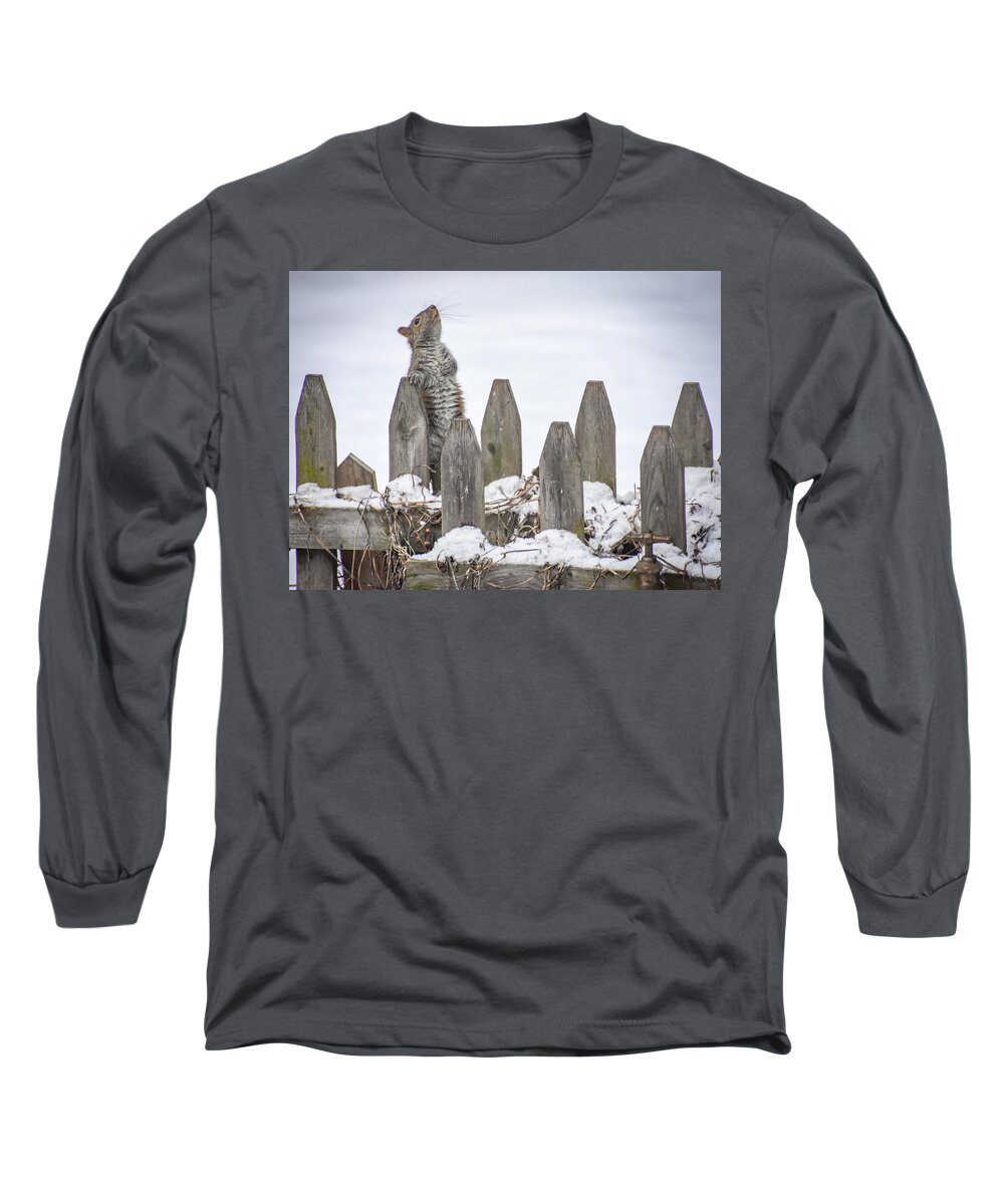 Squirrel Long Sleeve T-Shirt featuring the photograph I Pledge Allegiance to the Bird Feeder by Michelle Wittensoldner