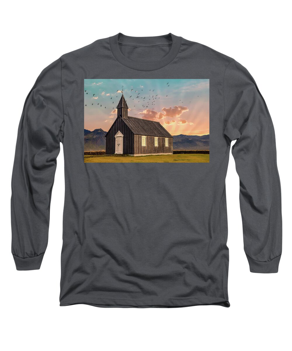 Iceland Long Sleeve T-Shirt featuring the photograph Iceland Chapel by David Letts