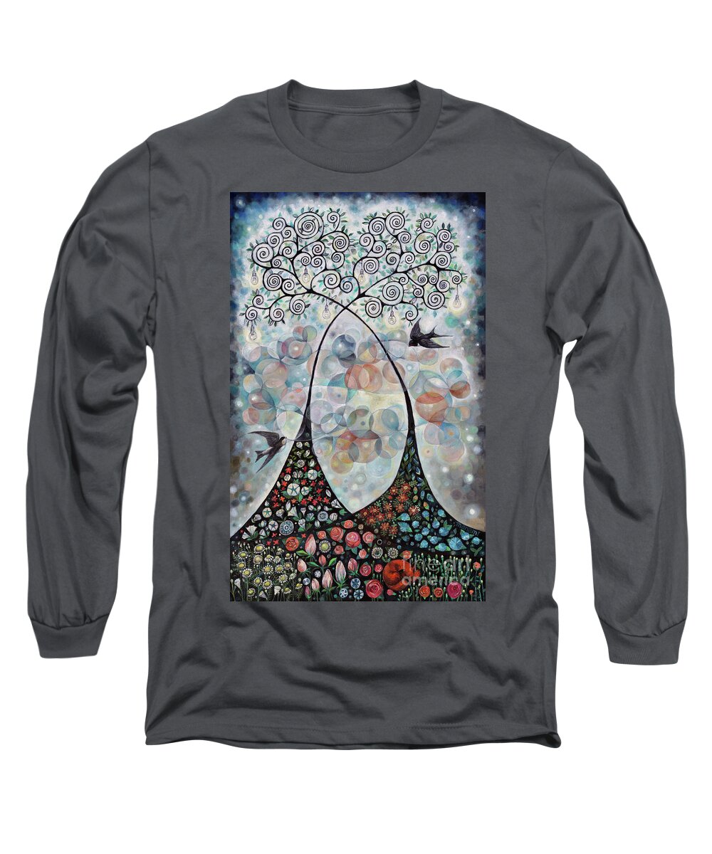 Birds Long Sleeve T-Shirt featuring the painting Infinity by Manami Lingerfelt