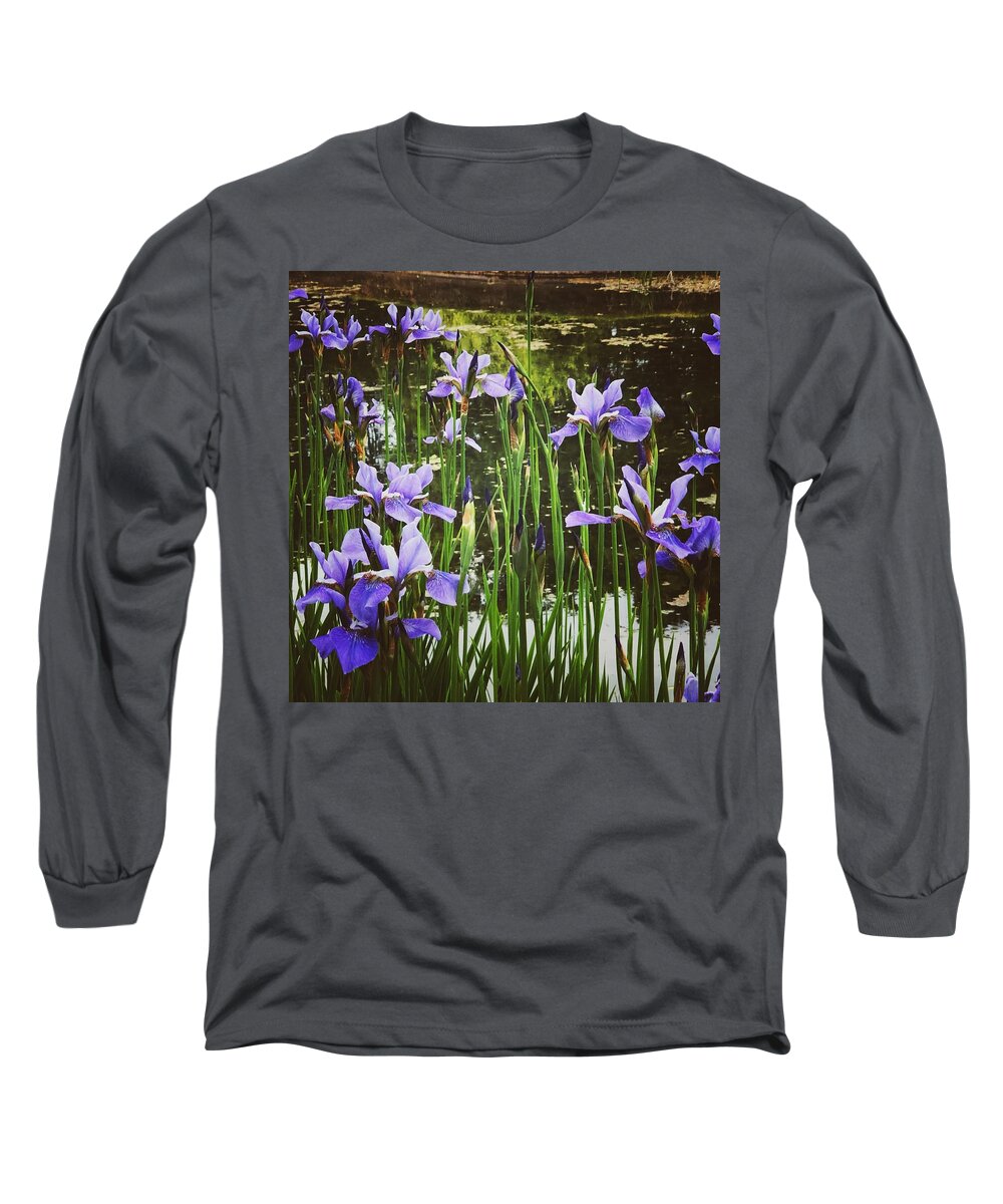 Iris Long Sleeve T-Shirt featuring the photograph Irises by Mark Egerton