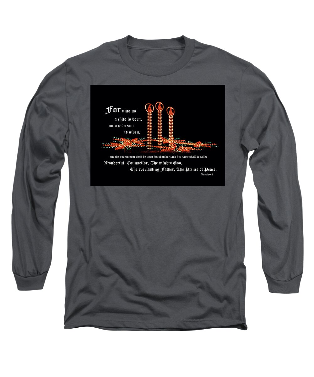 Christmas Candles Long Sleeve T-Shirt featuring the photograph Isaiah 9 Christmas Scene by Mike McBrayer