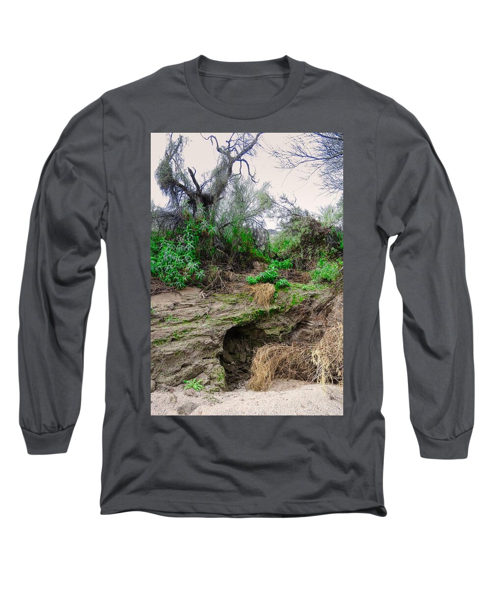 Algae Long Sleeve T-Shirt featuring the photograph January Day in the Vekol Wash by Judy Kennedy