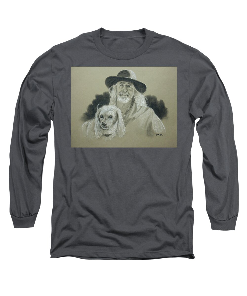 Portrait Long Sleeve T-Shirt featuring the drawing John and Molly by Todd Cooper