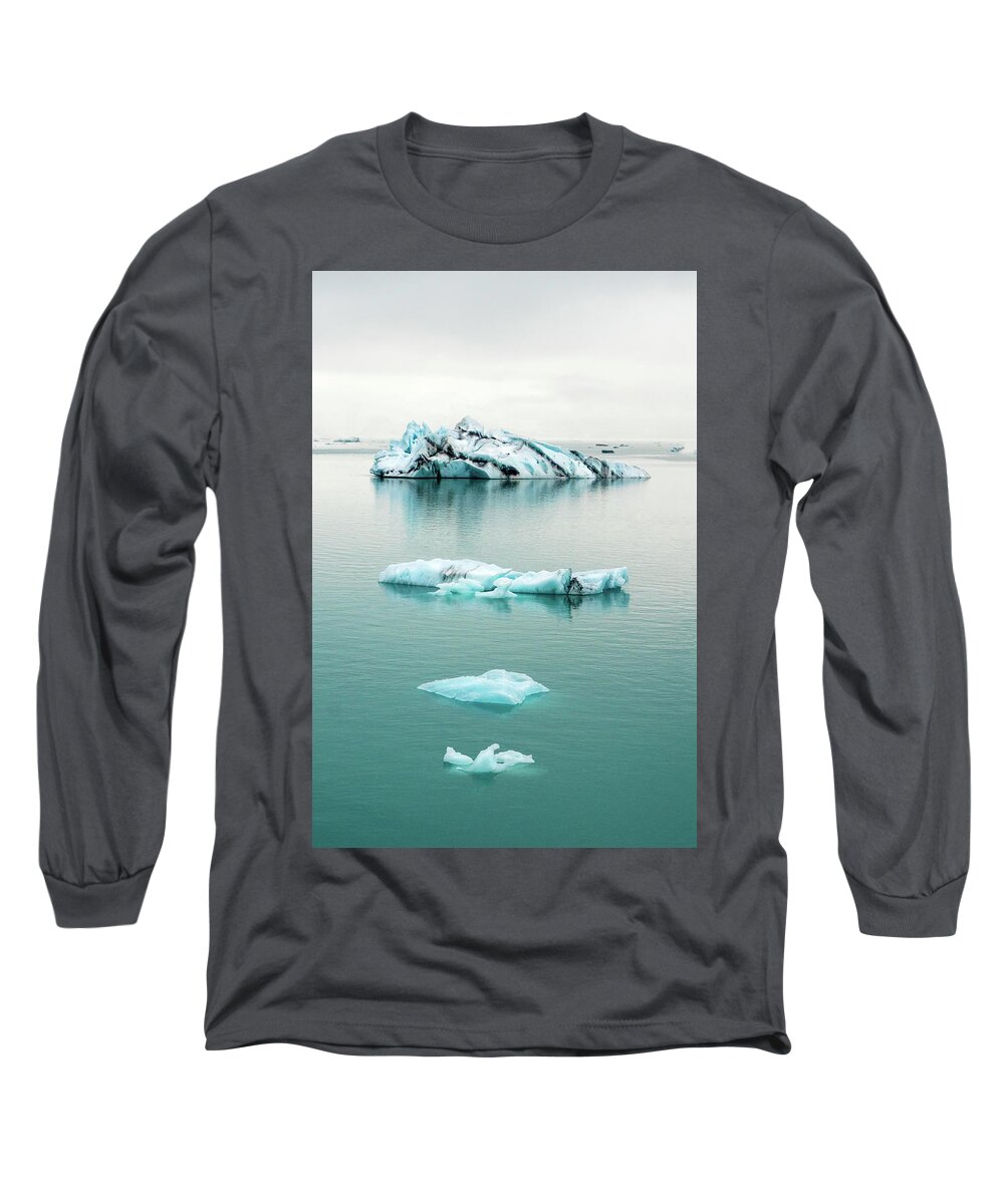 Iceland Long Sleeve T-Shirt featuring the photograph Lagoon Icebergs - Iceland by Marla Craven