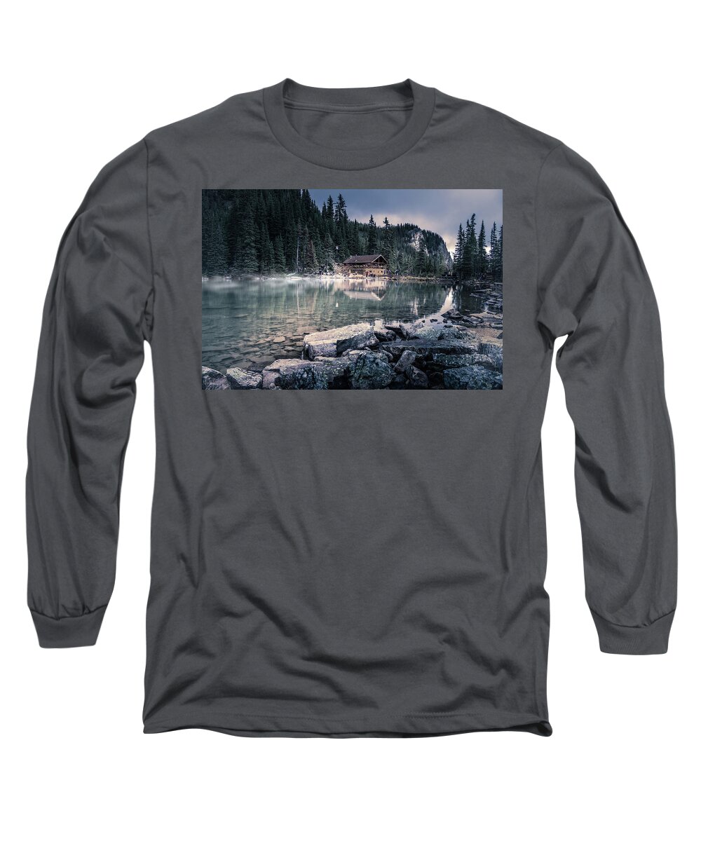 Banff Long Sleeve T-Shirt featuring the photograph Lake Agnes Tea House by Thomas Nay