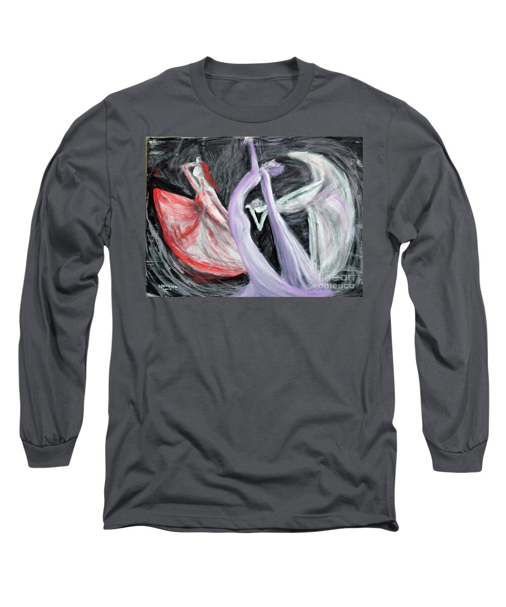 Abstract Long Sleeve T-Shirt featuring the painting Lamentations by Lyric Lucas