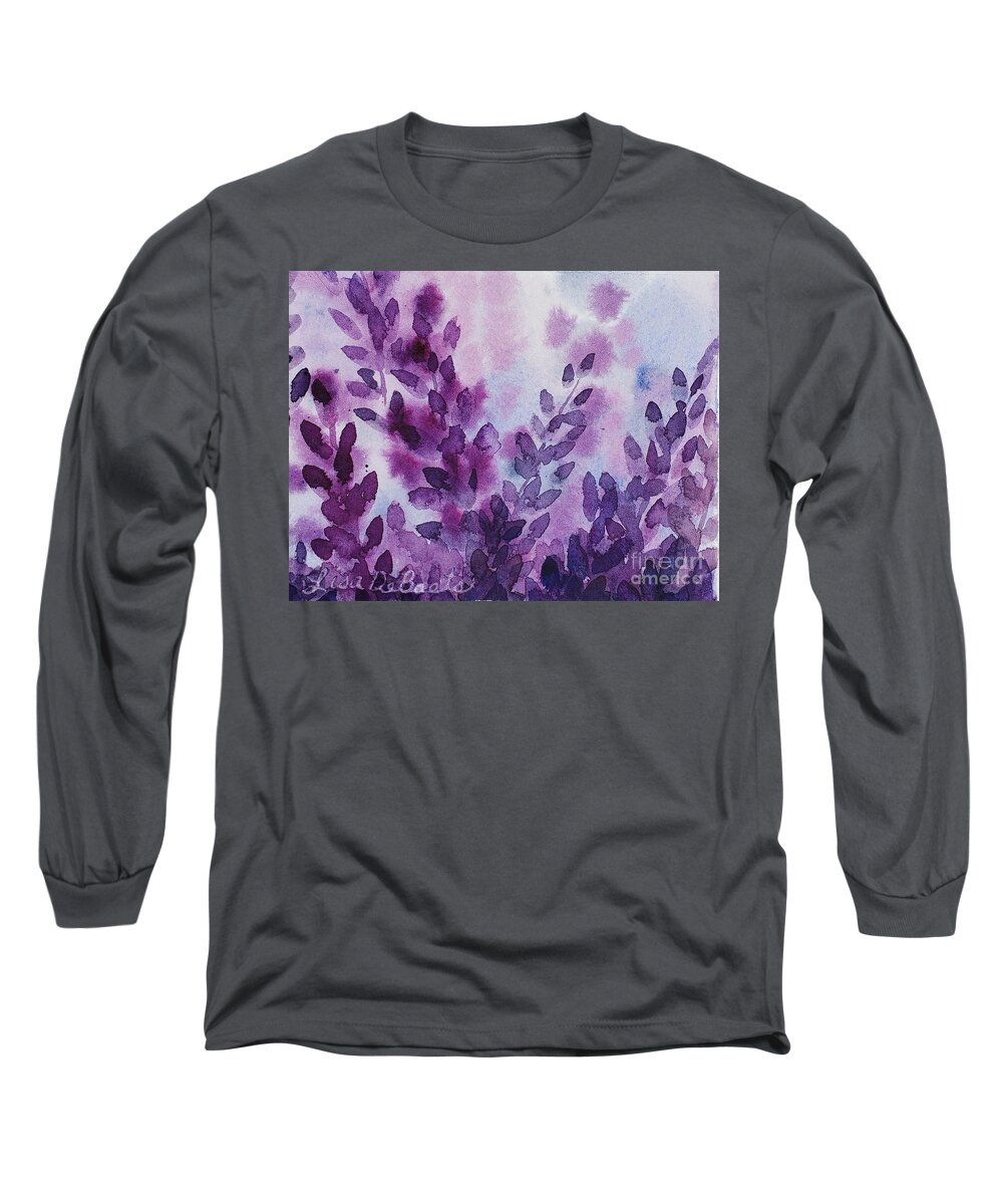 Lavender Long Sleeve T-Shirt featuring the painting Lavender Fields Forever by Lisa Debaets