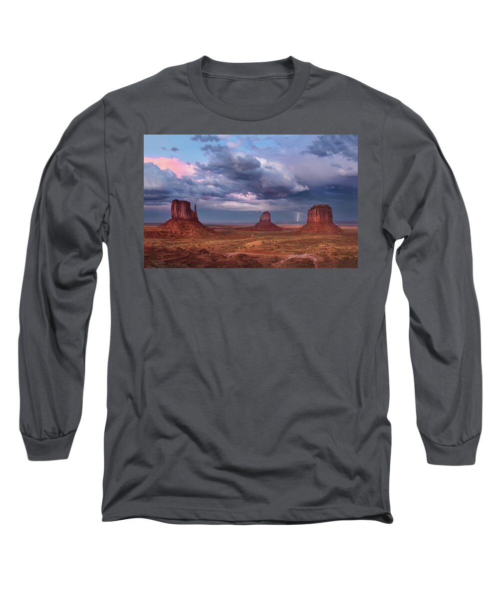 Landscape Long Sleeve T-Shirt featuring the photograph Lightning Across The Valley  by Harriet Feagin