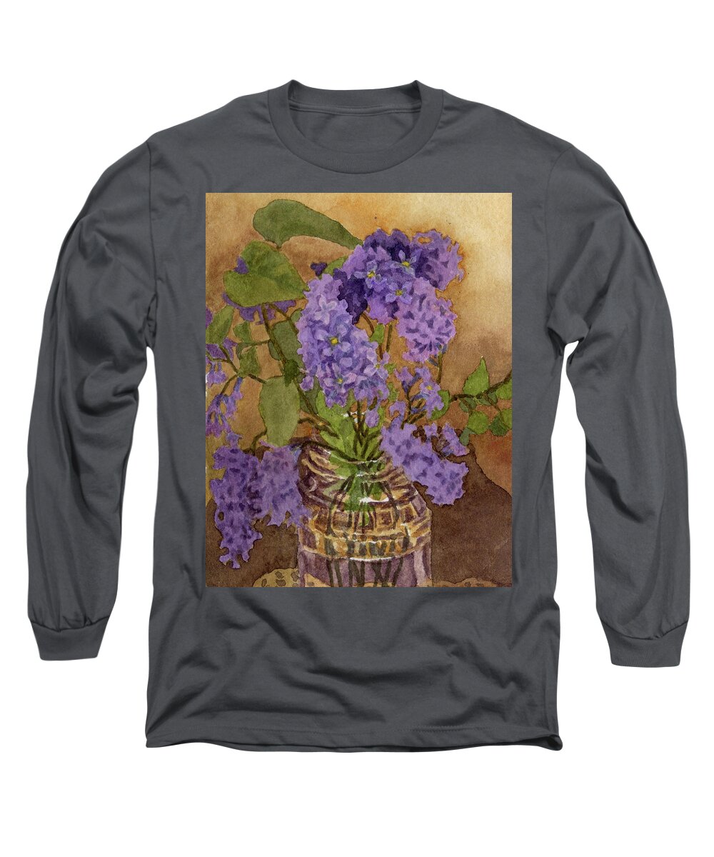 Flowers Long Sleeve T-Shirt featuring the painting Lilacs by Alice Ann Barnes
