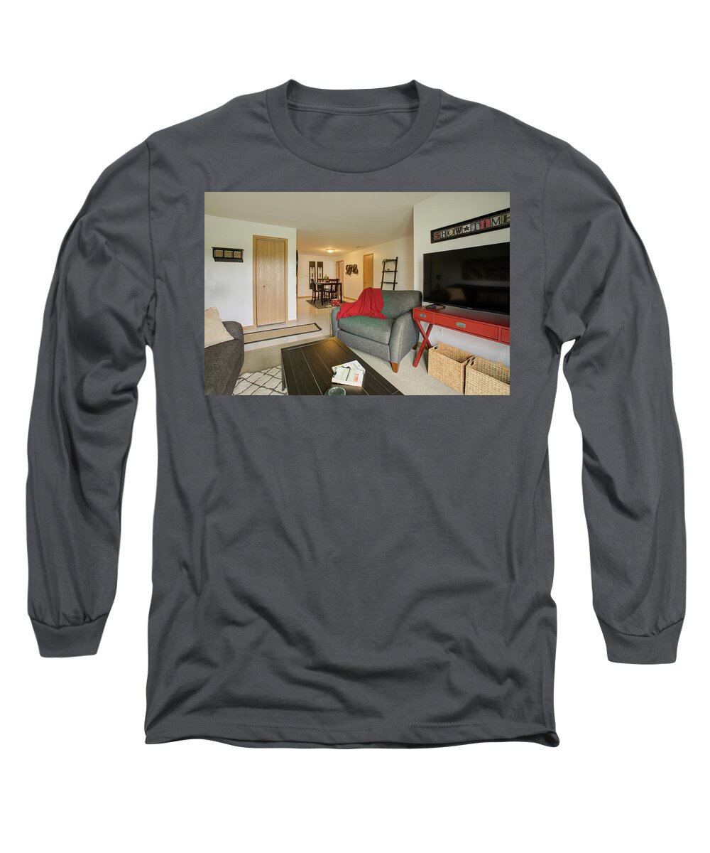 Apartment Long Sleeve T-Shirt featuring the photograph Living room in apartment by Jeff Kurtz