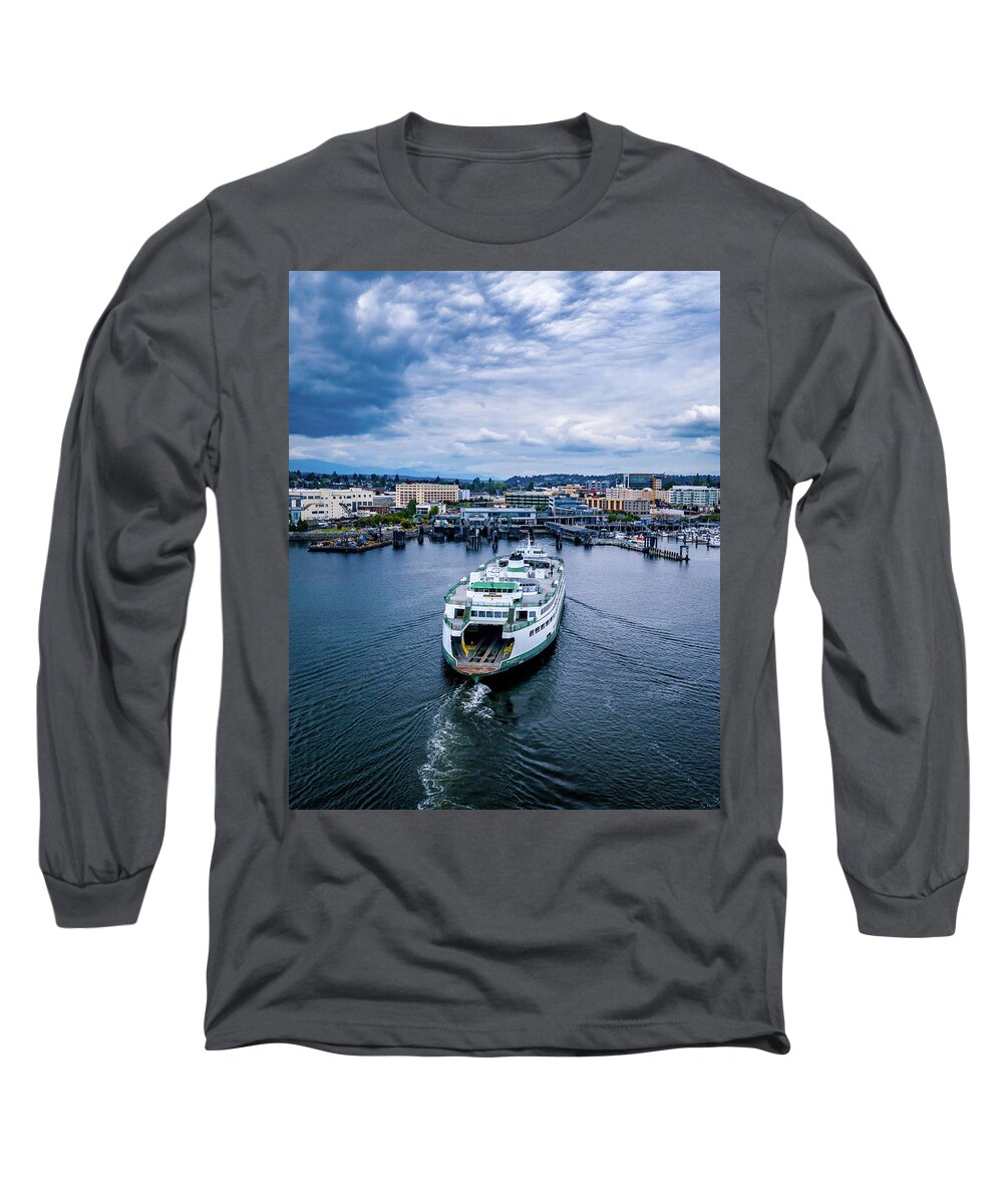 Pnw Long Sleeve T-Shirt featuring the photograph Moody Ferry by Clinton Ward