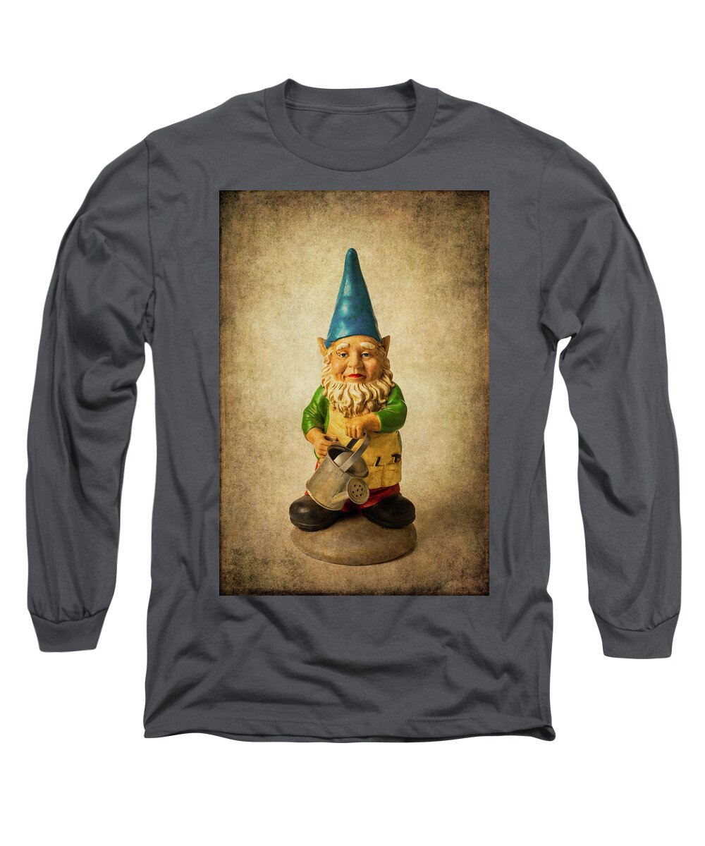 Garden Long Sleeve T-Shirt featuring the photograph Moody Garden Gnome by Garry Gay