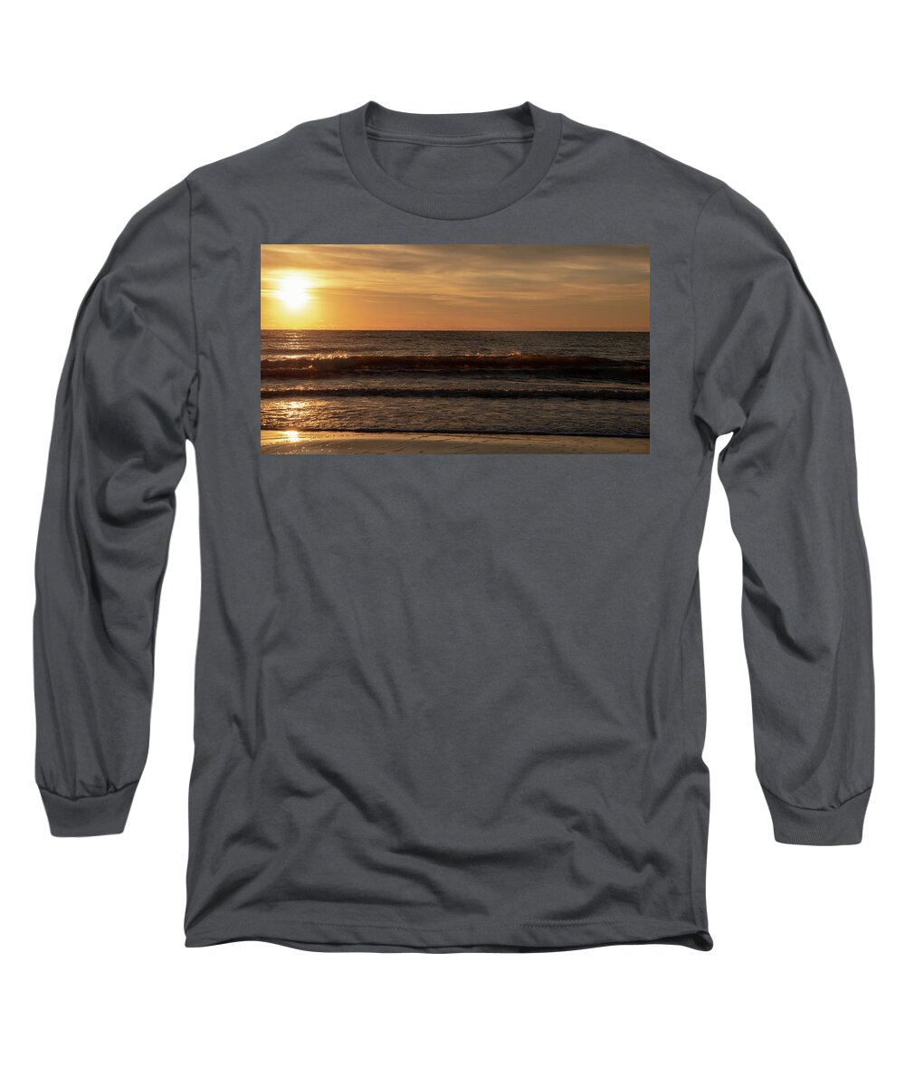 Sunrise Long Sleeve T-Shirt featuring the photograph Morning Waves on Hilton Head No. 0379 by Dennis Schmidt